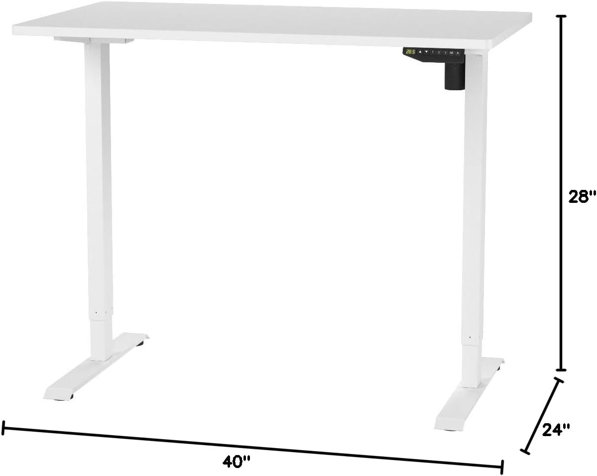 FLEXISPOT EN2 Whole-Piece Standing Desk with Clamp Power Strip, 40 x 24 Electric Stand Up Height Adjustable Desk with Cable Management (White Frame + 40' White Top)