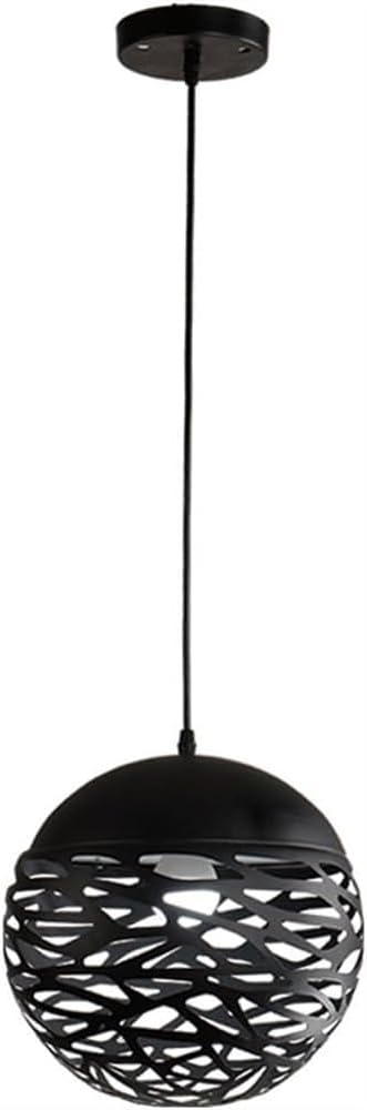 OJRGG Creative European Chandelier Hollow Wrought Iron Pendant Light Study Restaurant Bar Ceiling Light Fixture for Kitchen Island Dining Room Bedroom Hallway Living Room Hanging Light(Black,30cm)