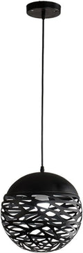 OJRGG Creative European Chandelier Hollow Wrought Iron Pendant Light Study Restaurant Bar Ceiling Light Fixture for Kitchen Island Dining Room Bedroom Hallway Living Room Hanging Light(Black,30cm)