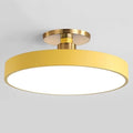 Semi Flush Mount Ceiling Light Modern Wrought Iron Ceiling Light Fixture Macaron Round LED Ceiling Lamp for Living Room Bedroom Dining Room Kitchen Study Room Corridor Chandelier(Yellow,30cm)