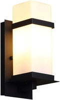 Wall Sconces, Outdoor Patio Waterproof Sconce Light Fixtures Square Metal Wrought Iron Glass Single Head lamp Exterior Lamp in Black Finish for House Porch