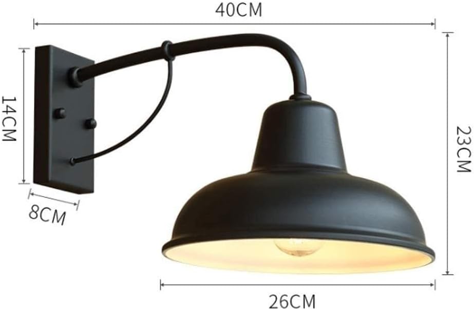 Industrial Farmhouse Wall Sconces American Style Vintage Wall Lighting Fixtures with E26 Sockets Outdoor Wrought Iron Wall Lamps for Balcony Garage Barn Garden(Matt Black)