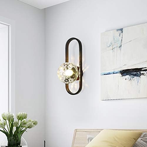 Modern Led Wall Decoration Wrought Iron LED for Hall Bedroom Corridor Toilet Bathroom Decoration (Color : Black Size : 01) (Black 2)