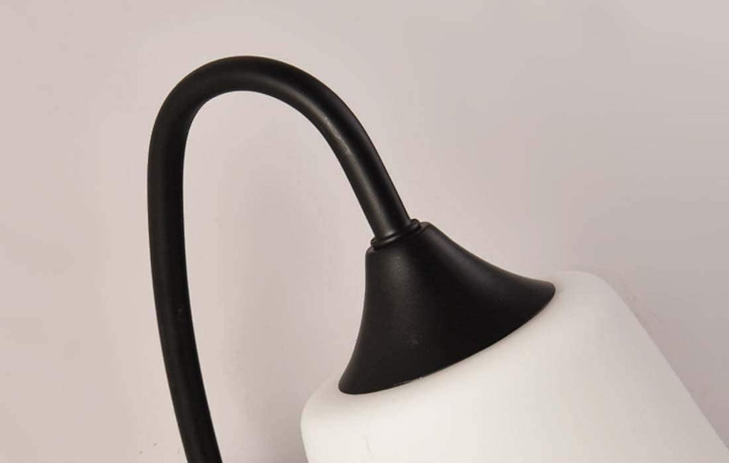 Black Wrought Iron Wall Light Frosted Glass Lamp Fixture Body Modern Minimalist Design Sconce E27 Socket