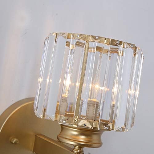 Wall Light Modern Black Wrought Iron Wall Lamp E27 Crystal Lamp Glass Wall Light Hotel Bedside Wall sconces Engineering Lamp New Chinese Bedroom Fixture (Color : 1)