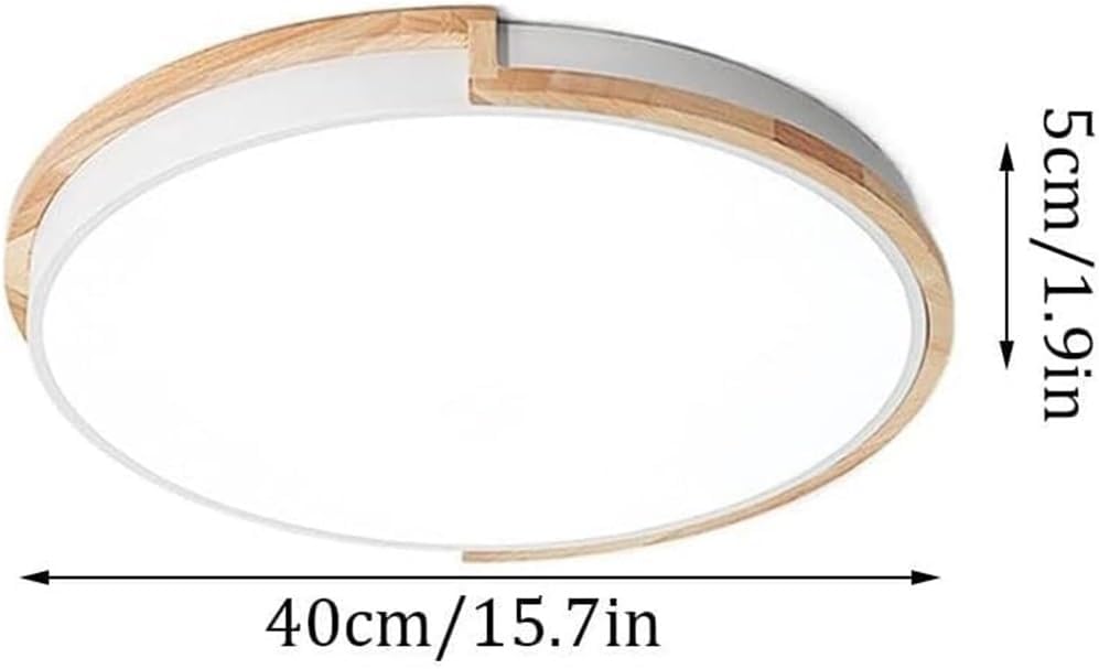 Modern Flush Mount Ceiling Light White Round Wrought Iron & Wood Acrylic Lamp Ultra-Thin Surface Mount Fixture for Living Room Bedroom Hallway(Black,50cm)