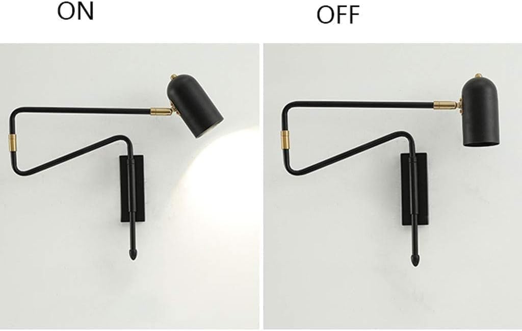 Vintage Wall Sconce, Telescopic Wall Lamp Nordic Wrought Iron Rocker Wall Light Long Pole Folding Bedside Reading Lamp Bedroom Living Room Wall Mounted Light Fixtures(Black)(Black)