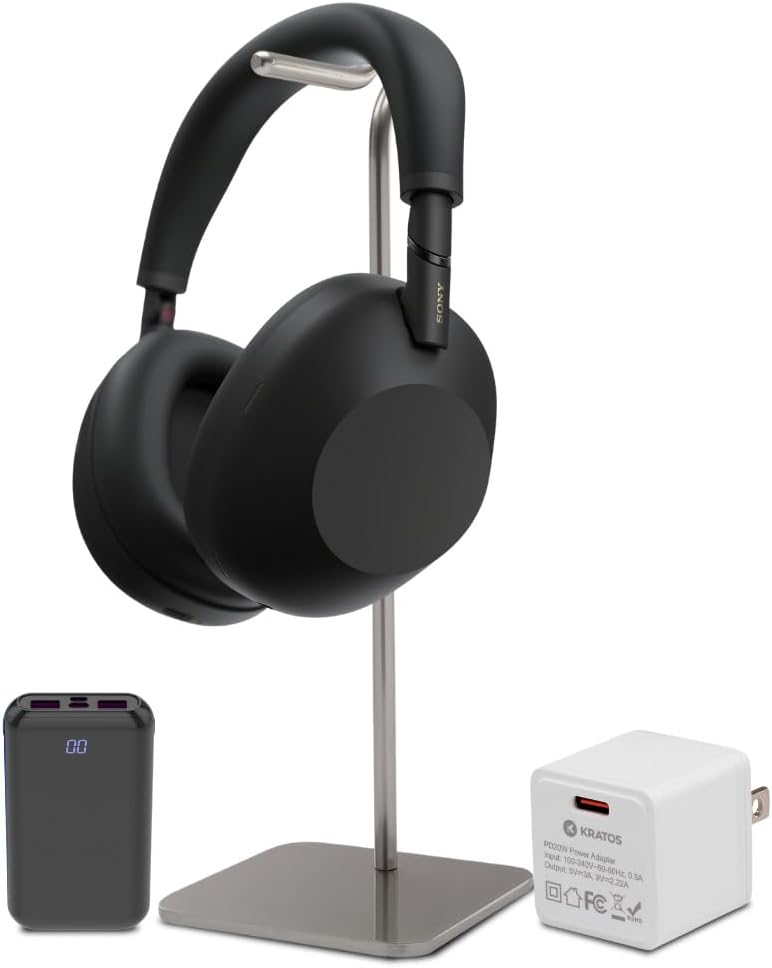 Sony WH-1000XM6 Wireless QN3 Processor Noise-Canceling Headphones (Black) with Stand and Accessories Bundle (4 Items)