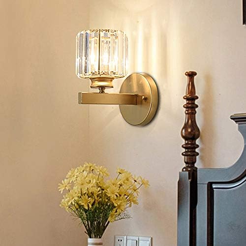 Wall Light Modern Black Wrought Iron Wall Lamp E27 Crystal Lamp Glass Wall Light Hotel Bedside Wall sconces Engineering Lamp New Chinese Bedroom Fixture (Color : 1)