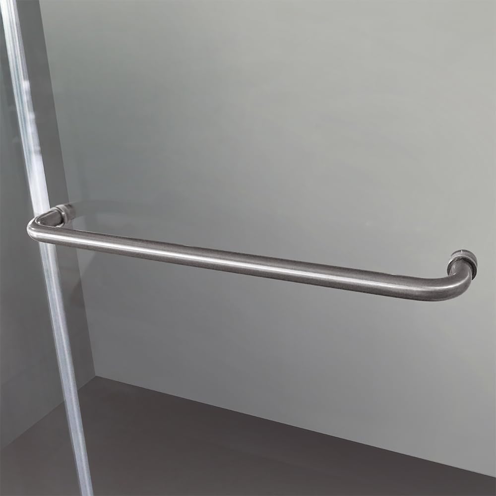 Favfurish Frameless Shower Door 60'x76'-3/8'(10mm) Tempered Glass Double Sliding Bathroom Door,Brushed Nickel Stainless Steel,Soft Closing Design (SGCC Certified)