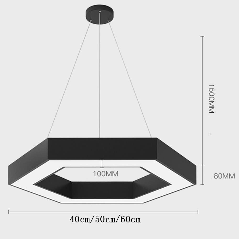 Modern Chandelier Creative Hexagon Acrylic Pendant Light Nordic Minimalist Studio LED Chandelier Modern Wrought Iron Hanging Lamp Fixtures for Clothing Store Restaurant Bars Offices Meeting Room(Black