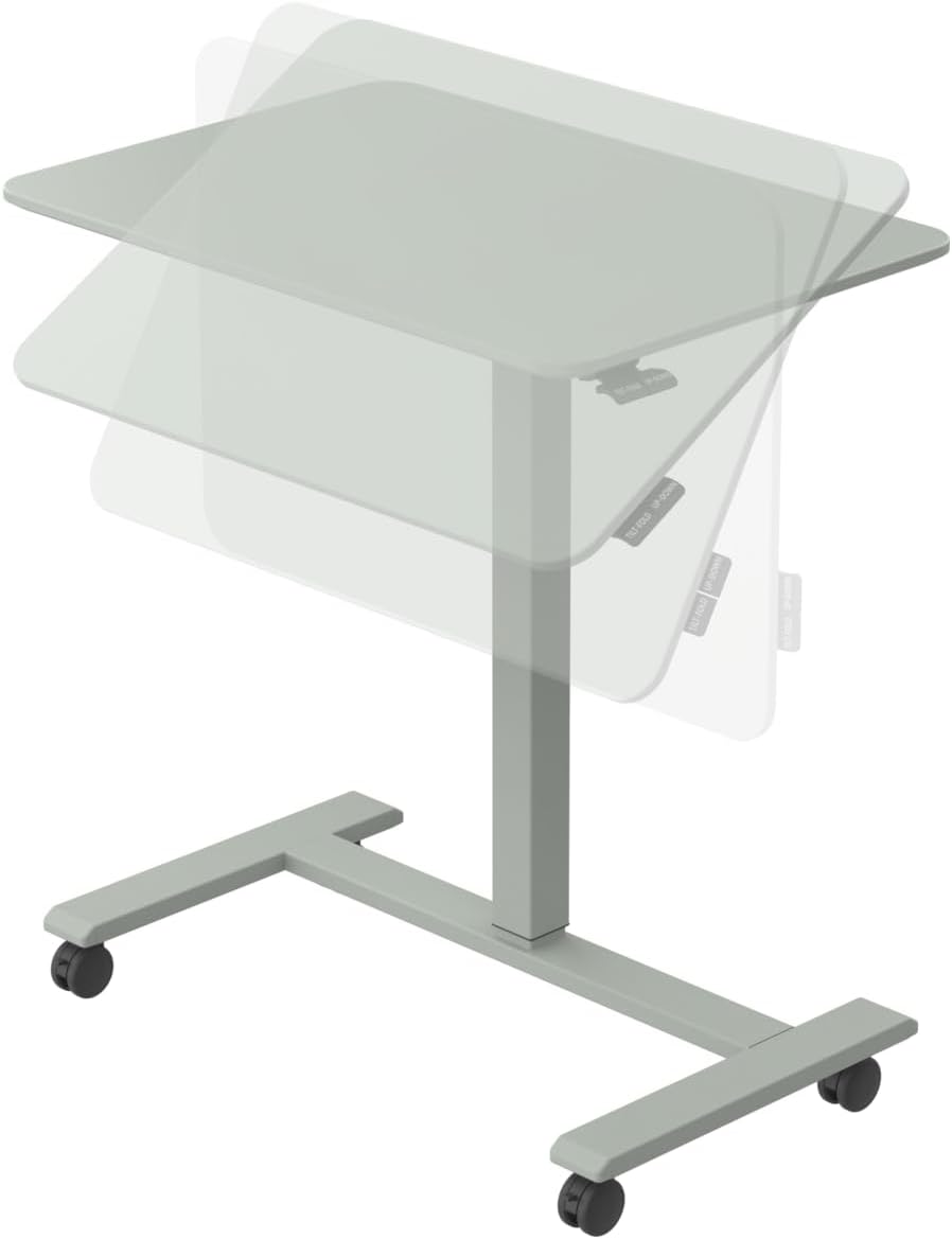 TopJob ANYDESK FOLD Mobile Standing Desk, Portable with Lockable Wheels, Foldable Stand Desk, Rolling Computer Workstations, Used for Home, Couch Side Table, Bedside Table in Bed Room Kitchen
