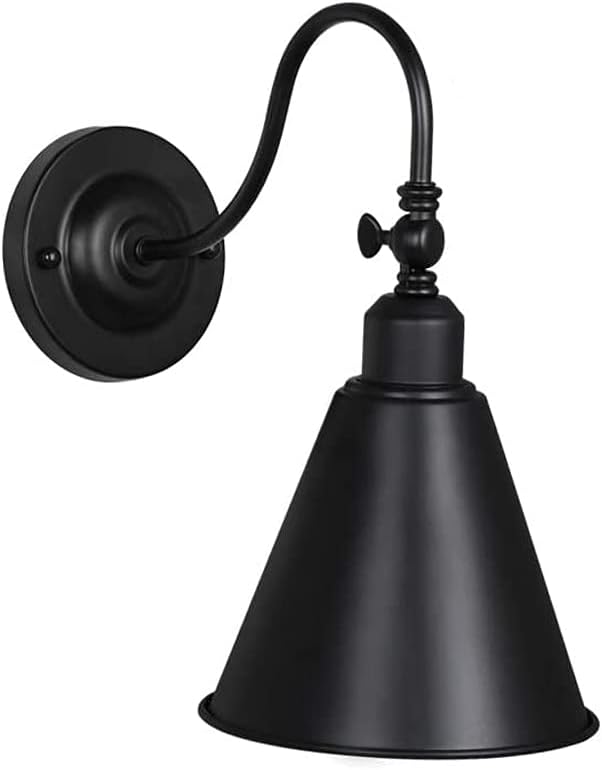Industrial Wrought Iron Rustic Vintage Wall Lamp Lighting Home Decor Headboard Bathroom Bedroom Farmhouse Porch Garage - Black E26