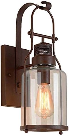Wall Light Vintage Wall Lights Retro Industrial Wall Lamp Glass Shade Wrought Iron Wall Sconce E27 for Loft Restaurant Bar Living Room Courtyard Decorate Wall Lighting Fixture, Metallic