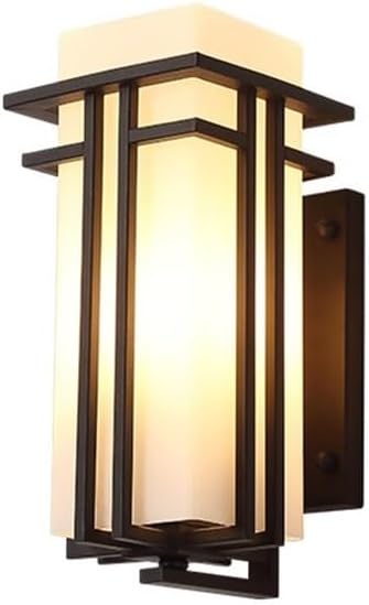 Retro Wall Sconce Waterproof Wall Lamp Metal and Glass Wall Light Fixture E27 Black Wrought Iron Decorative Lighting for Bedroom Aisle Corridor Indoor/Outdoor