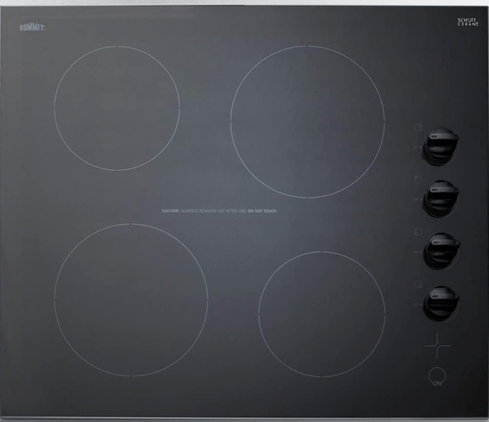 Summit 24' Electric Cooktop, 4 Burners, 230V Radiant Cooktop, Black- CR4B242BK
