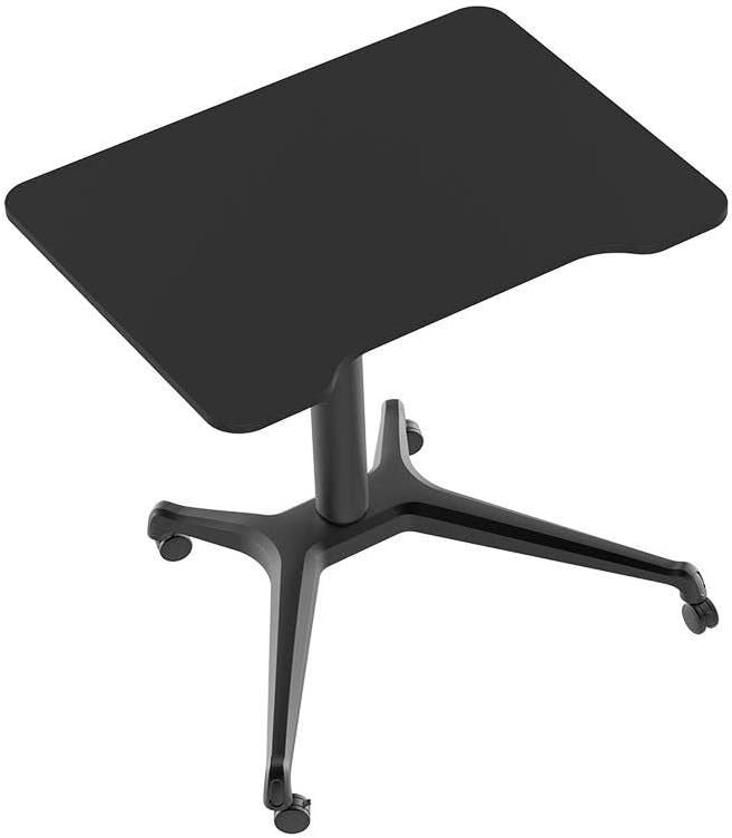 Monoprice Gas‑Lift Height Adjustable Sit‑Stand Mobile Rolling Workstation Laptop and Computer Desk V2 - Max Weight Capacity 99 Lbs, Mobile Stand for Presentations or an Active Work Lifestyle, Black