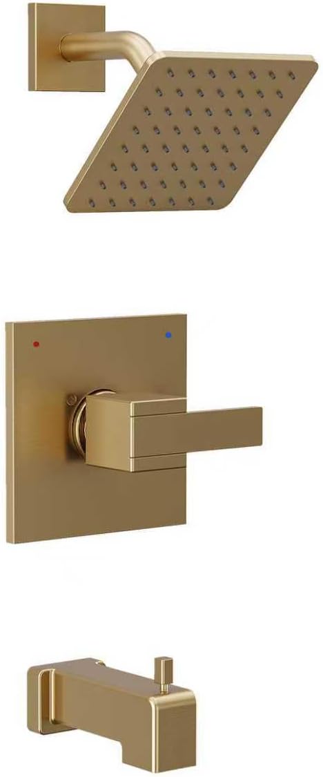 Replacement for Delta Shower Trim Kit Modern 14 Series, All Metal Tub Shower Faucet Set, 6-Inch Brushed Gold Shower Head and Handle Set(Valve and Cartridge Not Included)