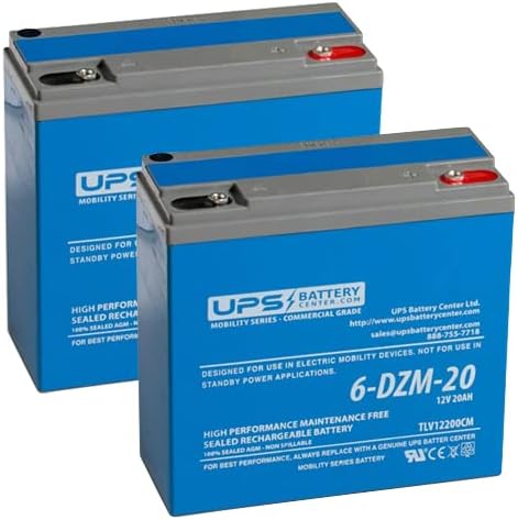 UPSBatteryCenter® Replacement Battery Pack for Homelite UT13126 Lawn Mower – (2) 6-DMZ-20, 12V 20Ah Battery Set