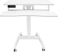Electric Standing Desk, Adjustable Height Rolling Laptop Table, Mobile Computer Workstation Stand with Wheels & Keyboard Tray, Portable Bed Couch Side Work Desks Cart, Movable Podium for Office