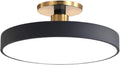 TCeiling Light Fixture Three Tone Acrylic Lampshade Wrought Iron Semi Flush Mount Flat Design Decorative Indoor Lighting for Bedroom Living Room(Black,30Cm)