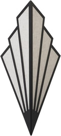 Antique Fan-Shaped Wall Light - Art Deco Wrought Iron Sconce, Linen Lampshade, Unique Triangle Design for Living Room, Bedroom, Aisle - Elegant Wall Lighting Fixture,Black-1 Head