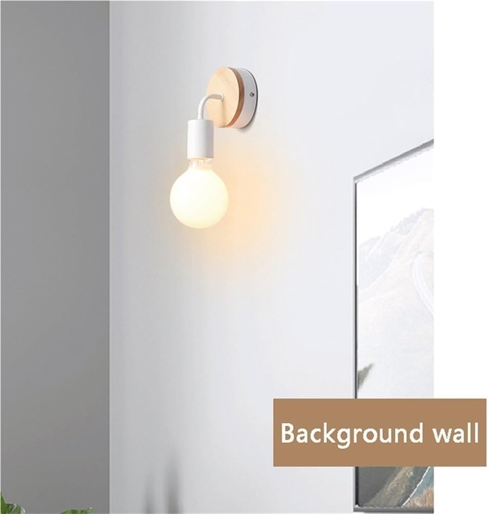 Nordic Solid Single Head Wall Lamp Modern Wrought Iron Wall Sconce Bedroom Bedside Wall Light Fixture Wall Mount Lighting for Corridor Aisle Vanity Mirror Decoration(White)(Black)