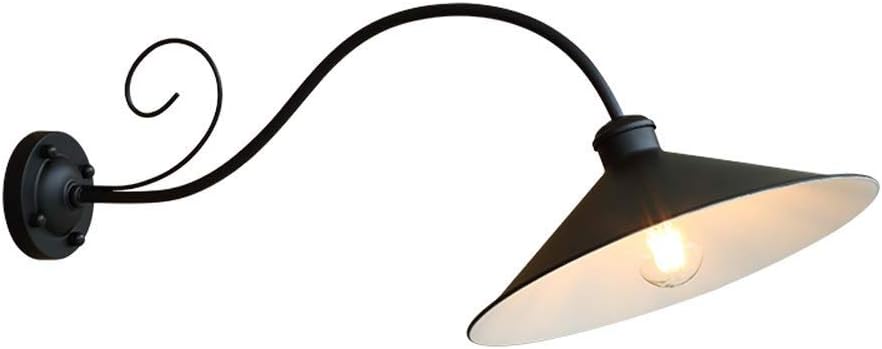 LED Indoor Wall Light, Tradition S Shape Black Finish Outdoor Waterproof Wall Lamp Fixture Creative Exterior Glass Lantern Wrought Iron Metal Garden Wall Sconce Fixture E27 E-dison Doorway