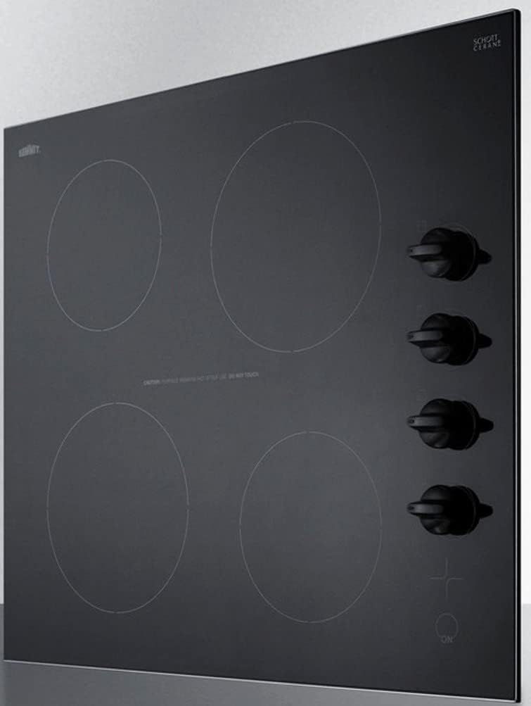 Summit 24' Electric Cooktop, 4 Burners, 230V Radiant Cooktop, Black- CR4B242BK