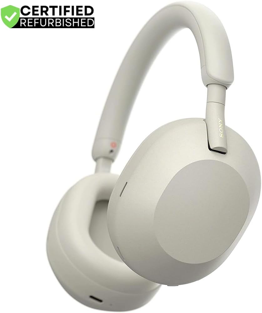 Sony (Refurbished WH1000XM5/S Wireless Industry Leading Noise Canceling Headphones Silver Bundle with 2 YR CPS Enhanced Protection Pack (Renewed)