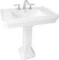 Renovators Supply Manufacturing Victorian 32' W x 34.5' H x 22' Proj. Large White Bathroom Pedestal Sink, Vitreous China, with Overflow, Compatible with 8 in. Widespread Faucets