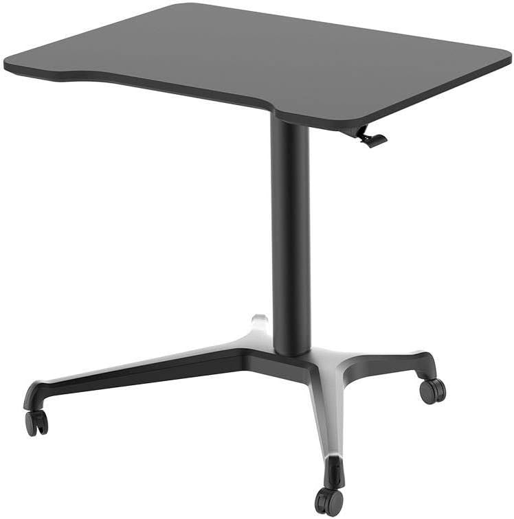Monoprice Gas‑Lift Height Adjustable Sit‑Stand Mobile Rolling Workstation Laptop and Computer Desk V2 - Max Weight Capacity 99 Lbs, Mobile Stand for Presentations or an Active Work Lifestyle, Black