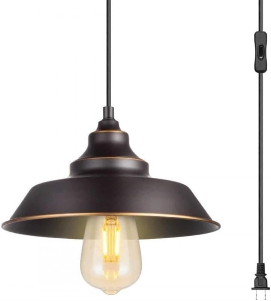 Black Wrought Iron Pot Lid Chandelier American Industrial Style Pendant Light Ceiling Type/Plug Hanging Lamp Indoor Adjustable Height Ceiling Light Fixture for Kitchen Island Dining Room Bedr