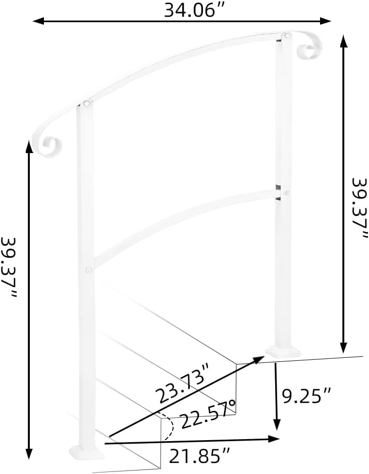 Bathroom handrail,Safety Handrail.Handrails for Outdoor Steps, Stair Handrail Black Wrought Iron Handrail Fits 1-3 Step Wall Handrail Stair Rail Wrought Iron Outdoor Hand Rails with Installation Kit H