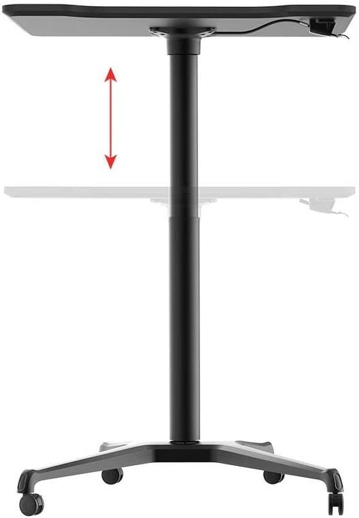 Monoprice Gas‑Lift Height Adjustable Sit‑Stand Mobile Rolling Workstation Laptop and Computer Desk V2 - Max Weight Capacity 99 Lbs, Mobile Stand for Presentations or an Active Work Lifestyle, Black