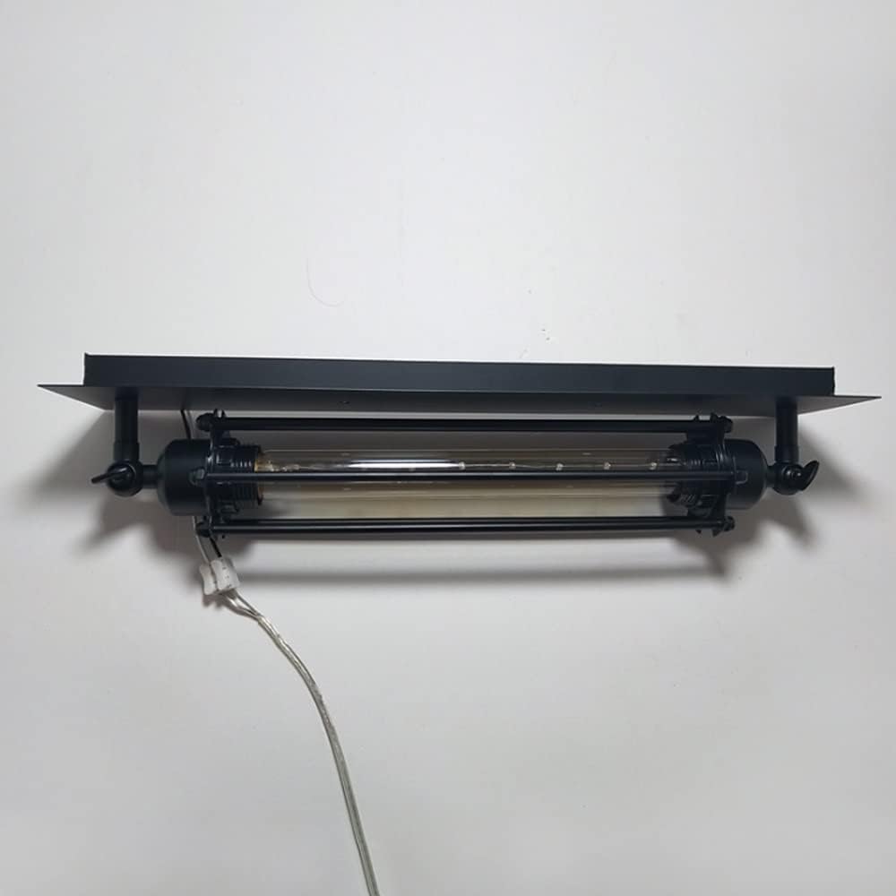 Wall lamp, V-intage Industrial Flute Wall Light Retro Metal Wrought Iron Cage Wall Lamp E27 E-dison Creative Cafe Bar Interior Home Decoration Wall Sconce Light Fixture, Black Bedside Rea