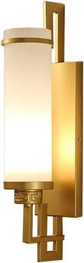 Living Room Dining Room Decorative Wall Sconce Modern Minimalist Glass Wrought Iron Wall Lamp Creative Household Lighting Fixtures Bedroom Bedside Night Wall Light(Gold)
