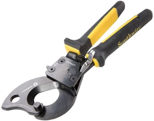 Southwire Ratcheting Cable Cutter - Delivers Clean, Precise Cuts with Fewer Strokes - Molded Grip - Two-Step Mechanism - Cuts Copper & Aluminum Cables - 600 MCM