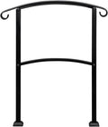 Bathroom handrail,Safety Handrail.Handrails for Outdoor Steps, Stair Handrail Black Wrought Iron Handrail Fits 1-3 Step Wall Handrail Stair Rail Wrought Iron Outdoor Hand Rails with Installation Kit H