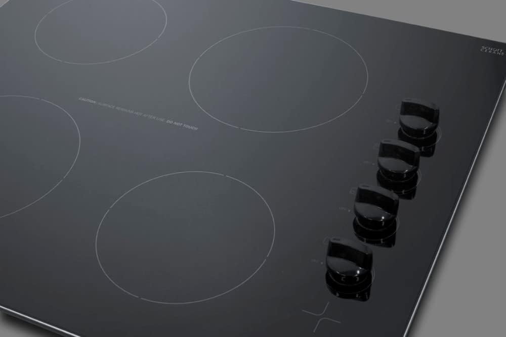 Summit 24' Electric Cooktop, 4 Burners, 230V Radiant Cooktop, Black- CR4B242BK