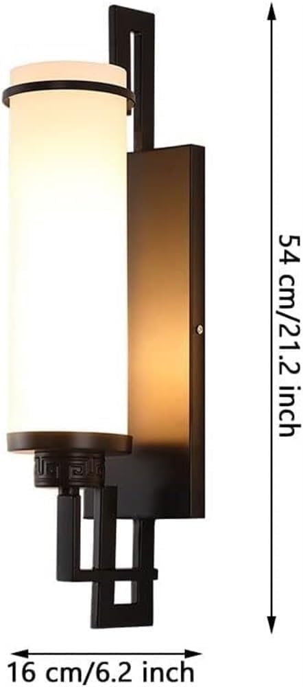 Living Room Dining Room Decorative Wall Sconce Modern Minimalist Glass Wrought Iron Wall Lamp Creative Household Lighting Fixtures Bedroom Bedside Night Wall Light(Black)