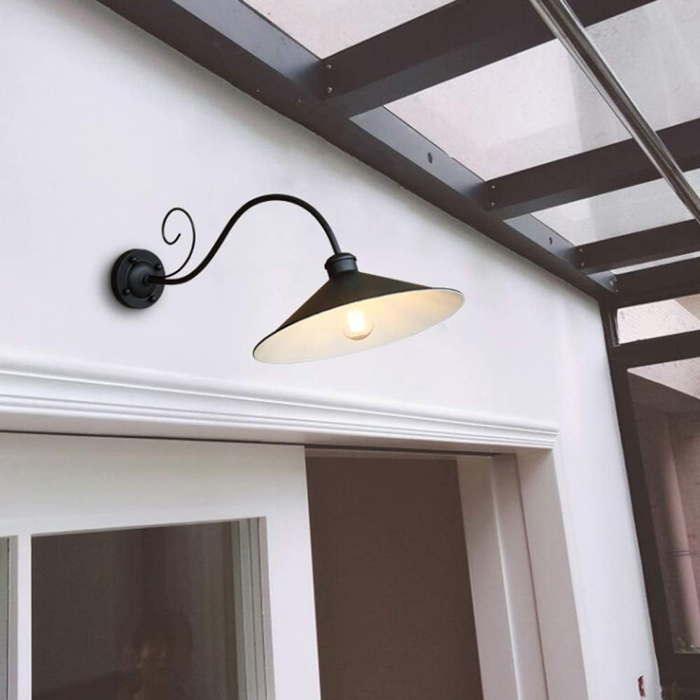 LED Indoor Wall Light, Tradition S Shape Black Finish Outdoor Waterproof Wall Lamp Fixture Creative Exterior Glass Lantern Wrought Iron Metal Garden Wall Sconce Fixture E27 E-dison Doorway
