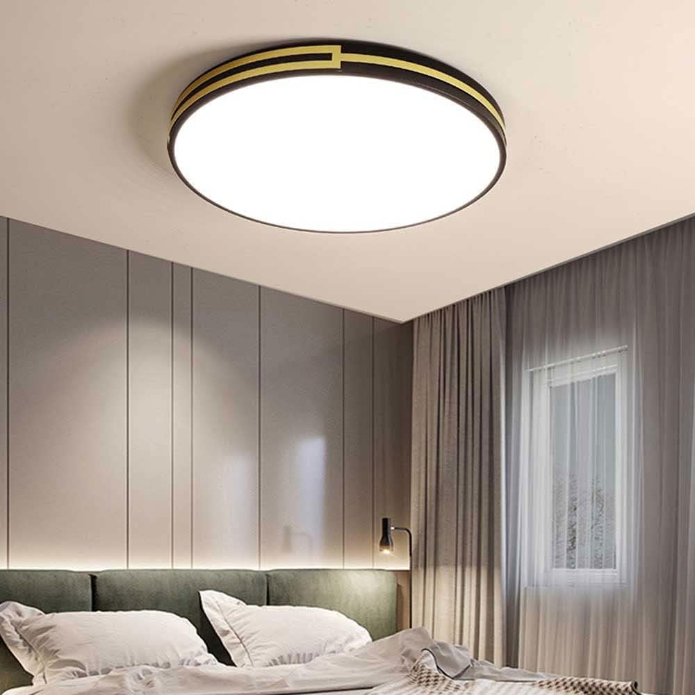Japanese Style Wrought Iron Ceiling Lamp 3-Color Dimming Ceiling Light Black Flush Mount Ceiling Light Living Room Bedroom Corridor Decorative Lighting Fixtures