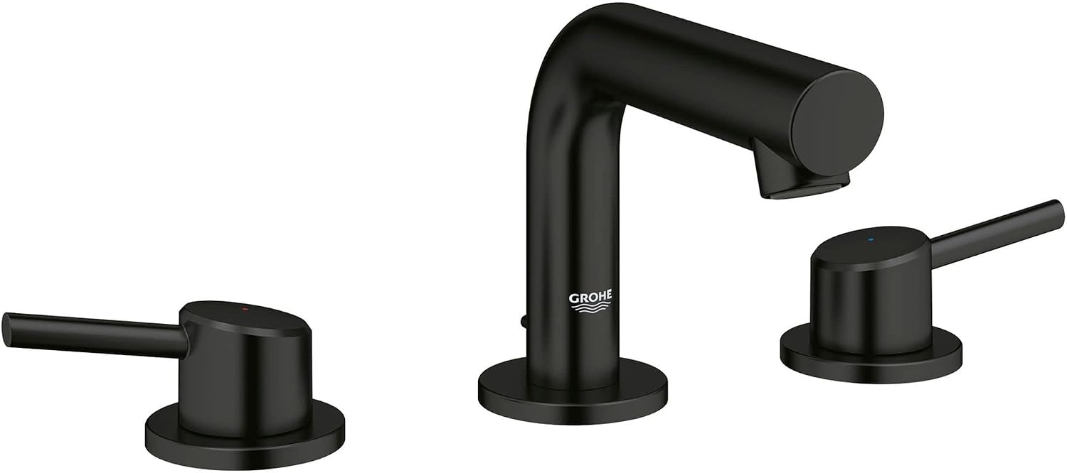 GROHE 205722431 Concetto 8' Widespread 2-Handle S-Size Bathroom Faucet, 1.2 GPM, Matte Black