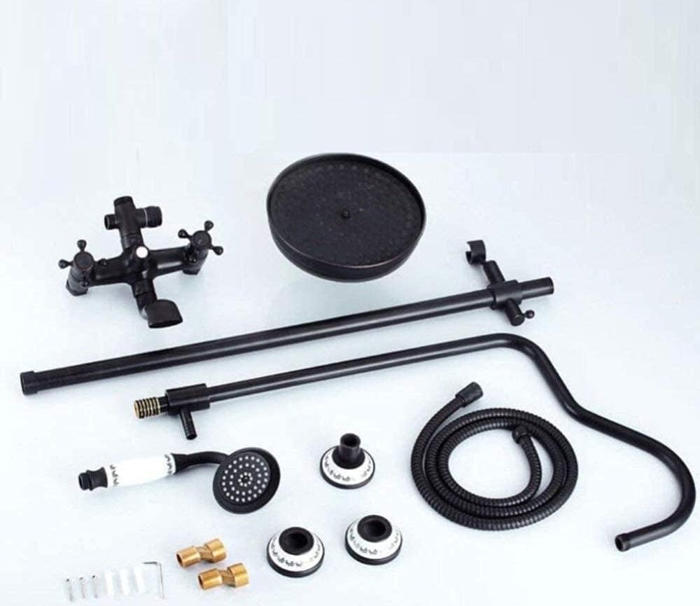 Shower Set Guhaibo Continental Vintage High-End Comfortable Bathroom Black Bronze Round Type Rubber Top Spray Handheld Top Spray Hot and Cold Dual Use Shower Set