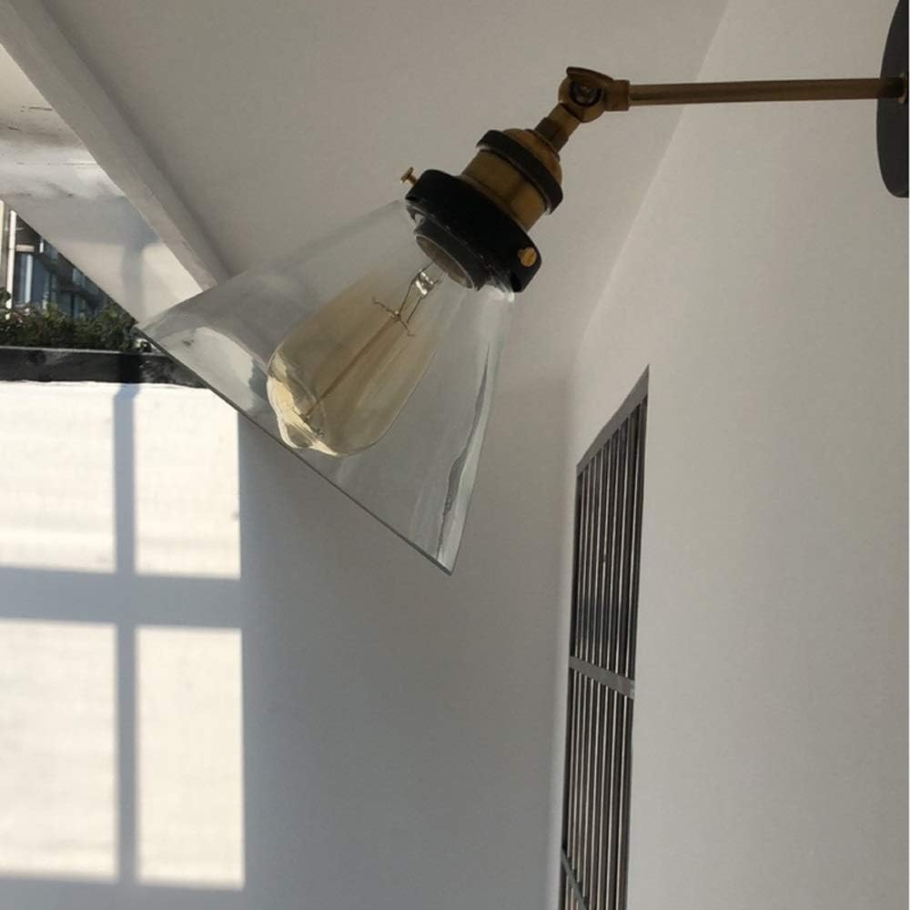 Wall Mounted Light Conical Glass Lampshade LED Wall Lamp Wrought Iron Black Nordic Modern Minimalist Creative Personality Wall Lamp Bedroom Bedside Aisle Living Room Bathroom Mirror Front Light