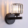 Wall Lamp Post Crystal Wall Lights Fixture Nordic Wrought Iron Single Wall Sconce,Matte Black Finish Lighting with Clear Glass Prisms for Living Room Bedroom Hallway Decor Lighting