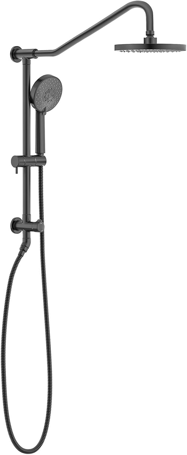 Lava Odoro 5-Function Retrofit Shower System with Rain Showerhead and Handheld Spray Matte Black, 8'' Rain Shower Faucet, 2.5 GPM, SF101-MB