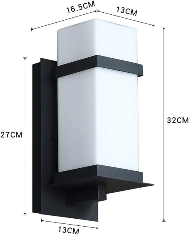 Wall Sconces, Outdoor Patio Waterproof Sconce Light Fixtures Square Metal Wrought Iron Glass Single Head lamp Exterior Lamp in Black Finish for House Porch