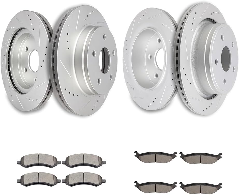 SCITOO (Front 336 mm Rear 352 mm) Brake Rotors (5 Lugs) and Pads Kits Fit For Chrysler Aspen 2007-2009,For Dodge For Durango 2007-2009,For Dodge Ram 1500 2006-2010,For Ram 1500 2011-2018
